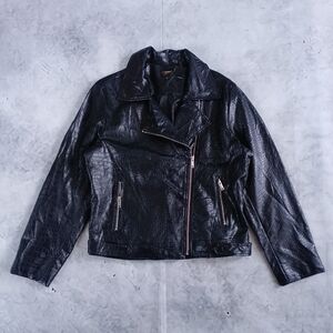 Faux Snakeskin Leather Motorcycle Jacket